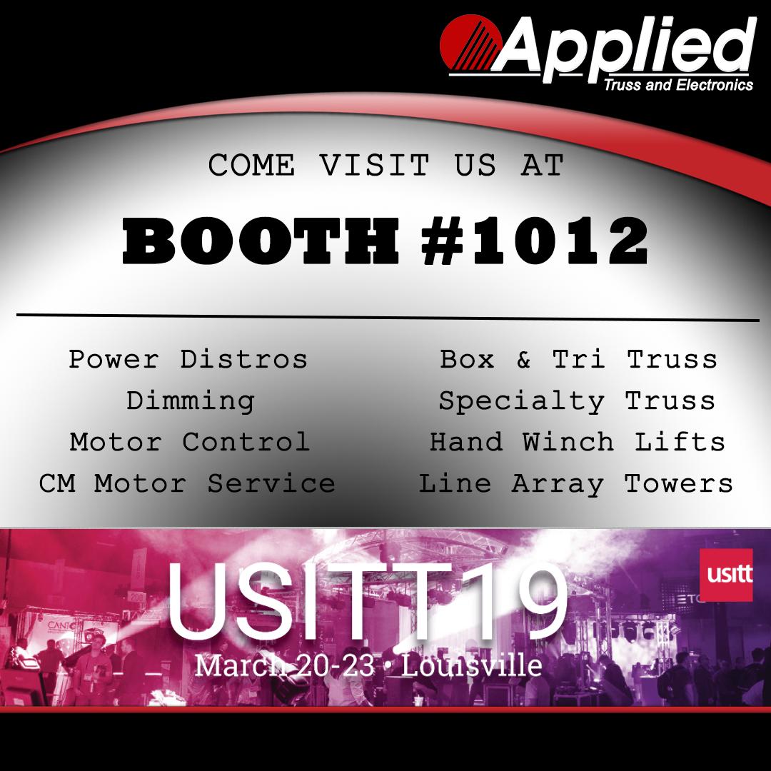 AppliedTruss's tweet photo. See you next week #usitt19 and Louisville!! Stop by the booth, check out some gear and hang out. #truss #eventelectronics #eventtech #liveevents #theatrelife #appliedcustom #wedotruss #wedomorethantruss https://t.co/2RSVEnpiOB