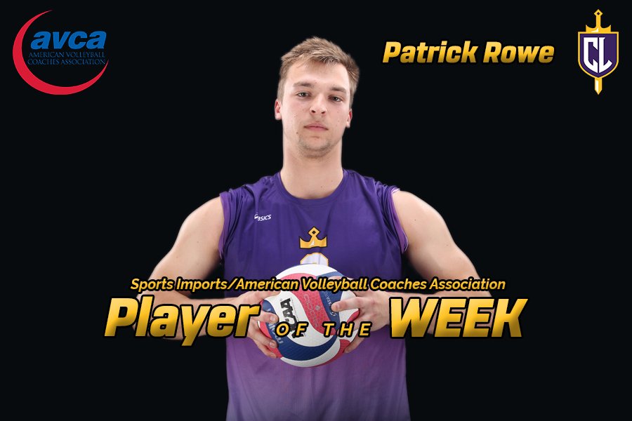 CLUSports's tweet photo. Patrick Rowe (@pat_rick_rowe8) was named the Division III Player of the Week by Sports Imports/American Volleyball Coaches Association! It is the first Player of the Week honor in @CLUmVolleyball's history! #GoKingsmen #OwnTheThrone #CLUsports https://t.co/lxMLOdsCsr