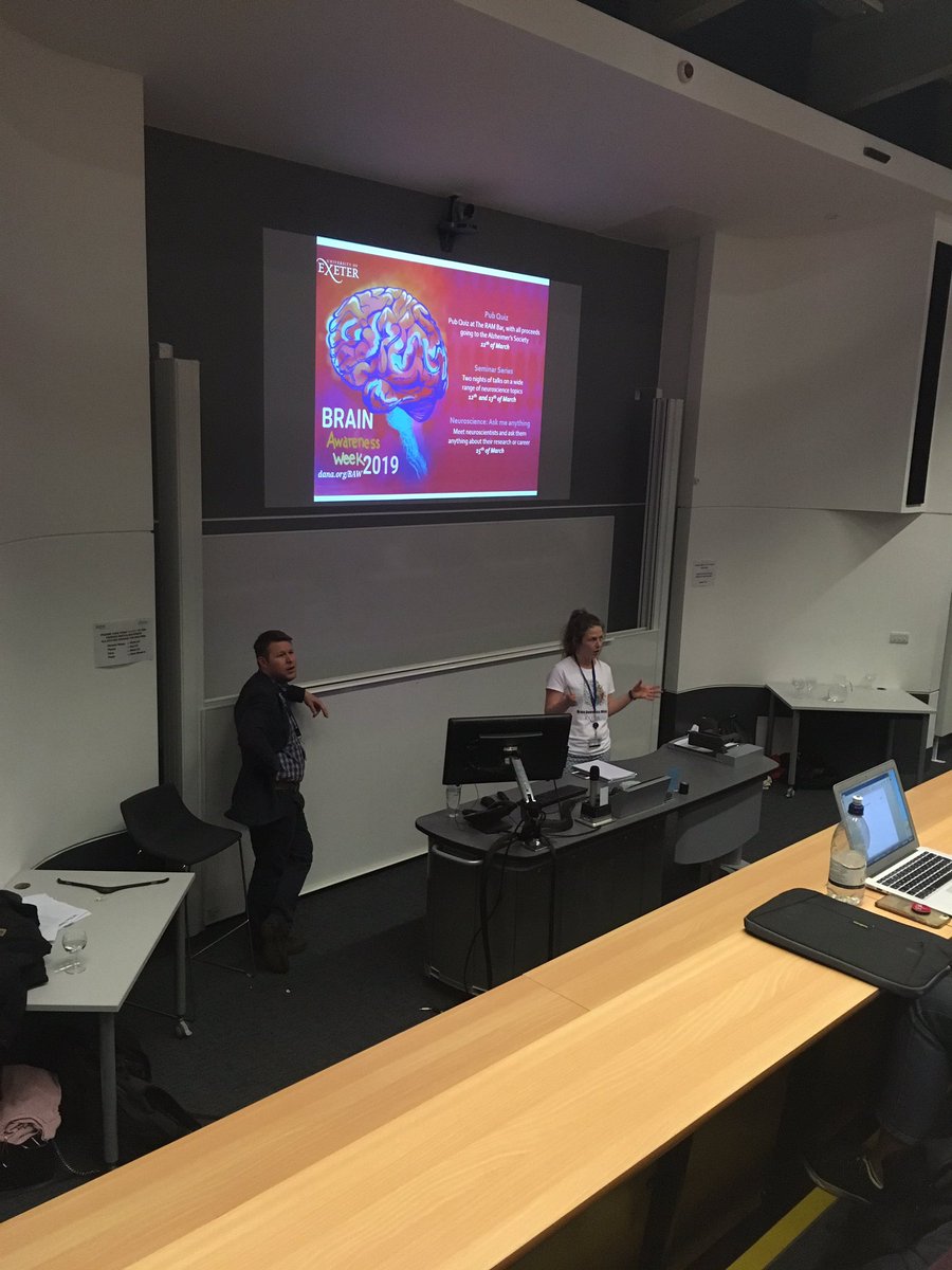 DrSorayaM's tweet photo. #BrainAwarenessWeek2019 Day 2 in Exeter kicks off with a talk from @Craig_Beall #BAWExeter #BAW2019 https://t.co/paaCLMRQSk