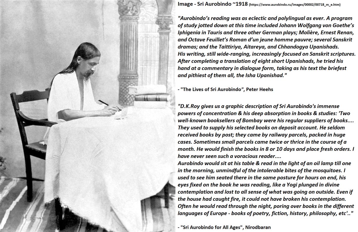 35) The voracious reading & writing in Baroda:On Mar. 3, 1905  #SriAurobindo was made the acting principal of Baroda College, with an increase in salary (now ~Rs 710/month) but also with an increase in admin. duties.During the mid-year break, He would get time to read & write: