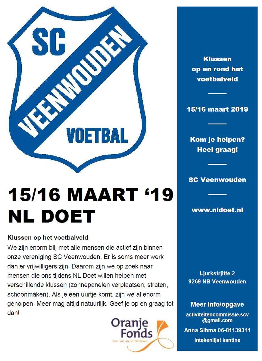 ac_scv's tweet photo. Vrijdag starten we om 9 uur met NL Doet @SCVeenwouden. Kom je helpen? Graag! Contactgegevens op de poster. https://t.co/KGseCx2O0p