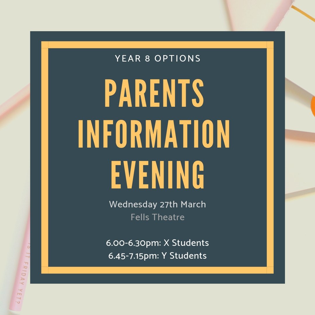 We are making some changes to the curriculum for students who will be in Year 9 in September 2019. We would like to welcome parents to an information talk with Mr Snowden about the changes and process which will decide students’ curriculum for Year 9. More information to follow.
