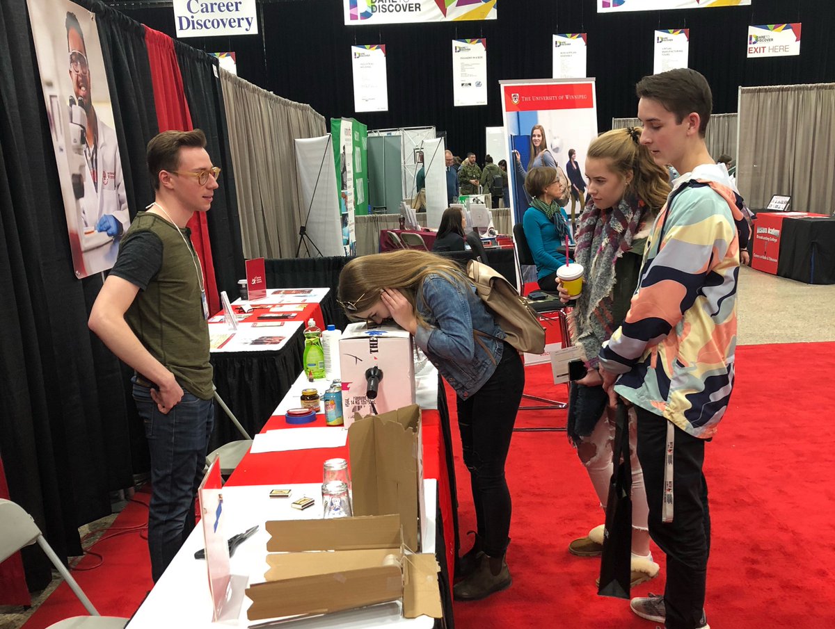 uwinnipeg's tweet photo. We’re at the Rotary @CareerSymposium until 3:00 pm today and from 9:00 am – 3:00 pm tomorrow. Make sure you visit us, learn more about UWinnipeg, and have some fun with our interactive displays. https://t.co/ob6OOzLsod