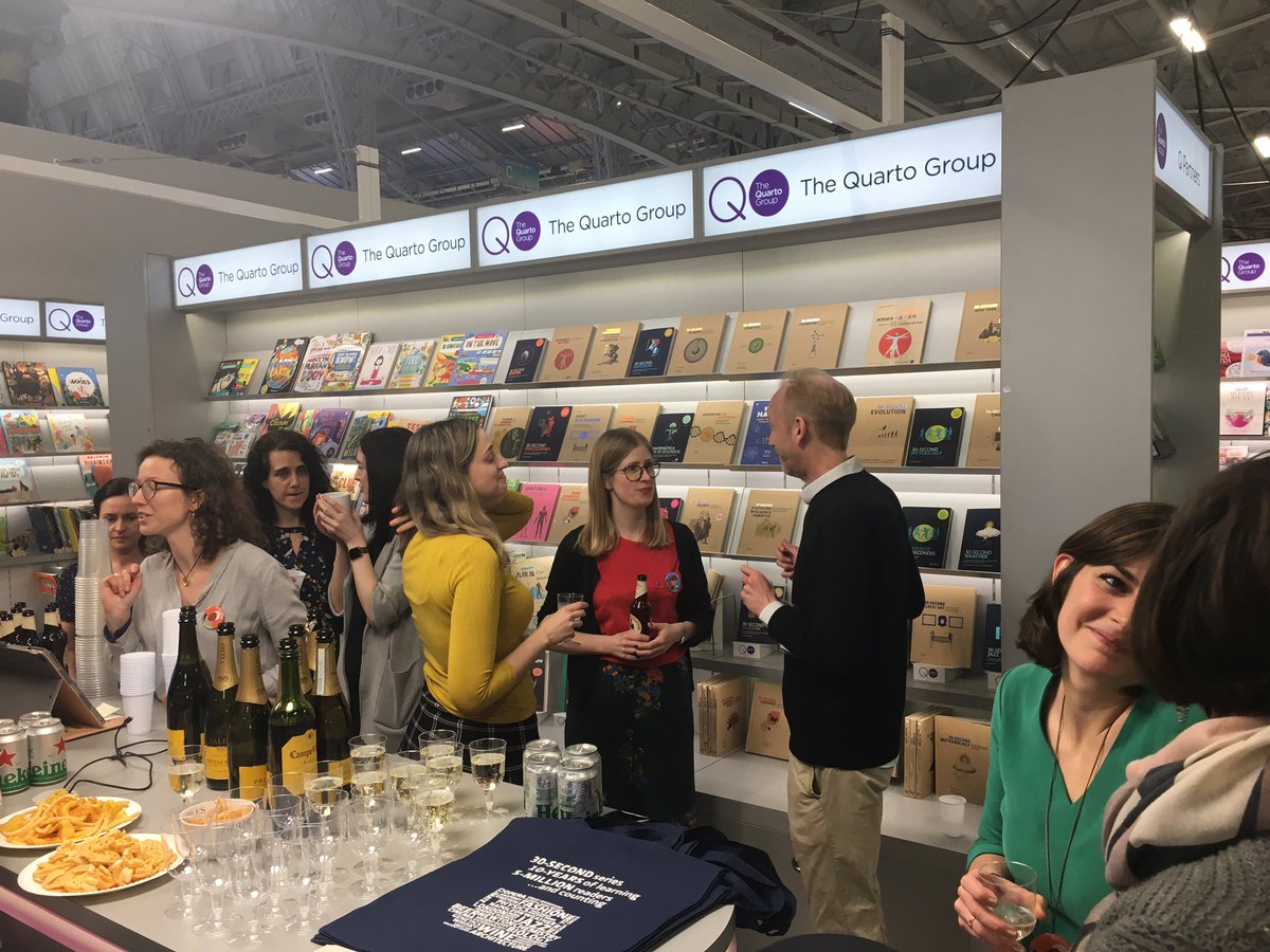 TheQuartoGroup's tweet photo. A few drinks to celebrate our bestselling 30 Second series, going strong for no less than 10 years 🥂📚👏🏼 See you tomorrow for another exciting day @LondonBookFair #LBF19 #LBF2019 #6D105 https://t.co/2QhqcBSkDe