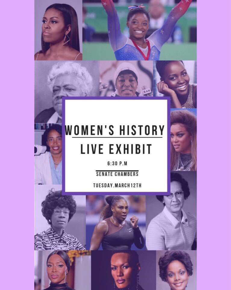 famu_sga87's tweet photo. Come experience a timeline of women who have paved the way for our society today! TODAY at 6:30 PM in the Senate Chambers will be the Women’s History LIVE EXHIBIT! 👀 There will be food and a great time! Come out and enjoy! #First48th https://t.co/JZPWgslDie