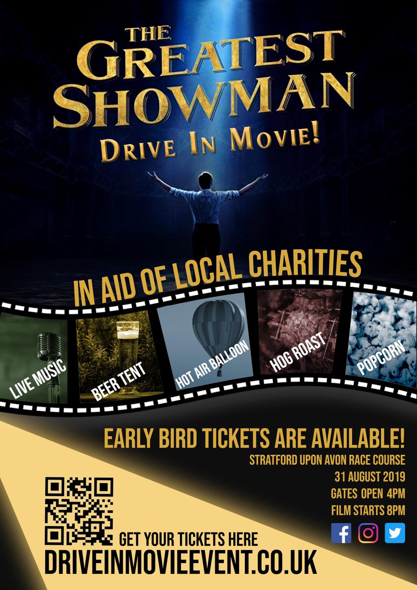 DriveInMovieEv1's tweet photo. 📢EARLY BIRD OFFER📢
We have an amazing Early Bird Offer available now. This is only available for a short time so don't miss out. #StratfordUponAvon #GreatestShowman Book Now: https://t.co/falOLUAPiT https://t.co/Aa5wB9barh