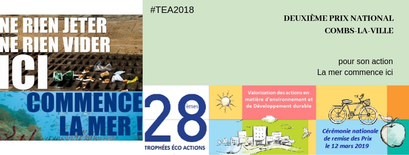ecomaires's tweet photo. Le 2ème prix des #TEA2018 est remis à @combslaville pour le projet La mer commence ici. @GuyGeoffroy Félicitations! https://t.co/VjRauAYKzr