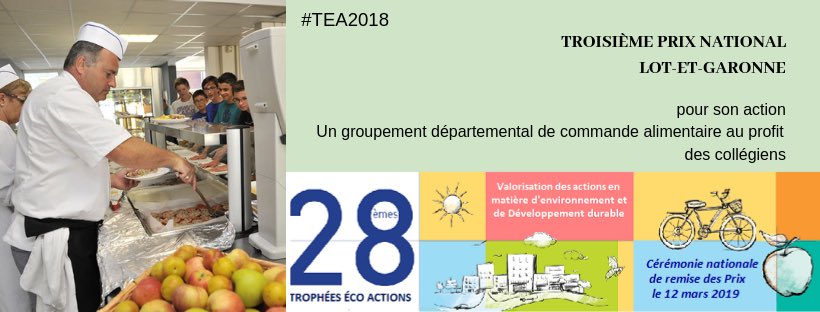 ecomaires's tweet photo. Le 3ème prix national des Trophées Eco Actions est remis au Département de #LotetGaronne pour son action « du 14 dans nos assiettes » par @FdeRugy @JCColasRoy @GuyGeoffroy @JpierreBouquet ainsi que le parrain de cette cérémonie, Gautier Del Pia #TEA2018 https://t.co/WU3ciD8YG2