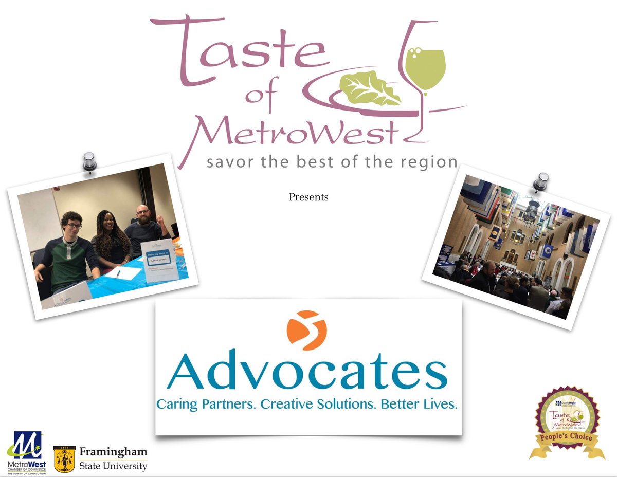 MWCoC's tweet photo. | We are Happy to announce Advocates as a Patron Plus Sponsor at this years 9th Annual Taste of MetroWest! To learn more about Advocates, Go to: https://t.co/GAaVbQjCj5 | #TasteofMetroWest #Advocates https://t.co/9OBeAXghSO
