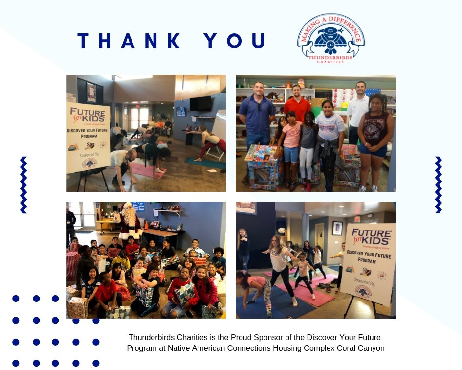 Futureforkids's tweet image. We are so grateful to #ThunderbirdsCharities for their generous support of our Discover Your Future program at the Native American Connections #CoralCanyon location! 

#ThankYou #Philanthropy #GiveBack #Volunteer #YouthPrograms #FFK