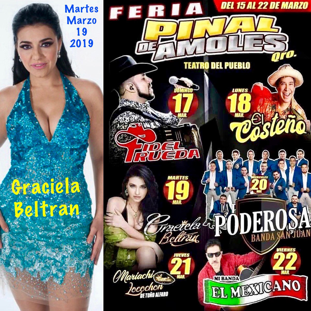 MLopezAgency's tweet photo. Nos vemos si Dios nos lo permite, 🙏 el próximo martes 19 de marzo con Graciela Beltran en la feria 🎡 Pinal De Los Amoles, Queretaro @gracielabeltran @gracielabeltranpower #gracielabeltran #gracielabeltranpower #feria #queretaro #pinaldeamolesqro #pinaldeamoles #conlabanda https://t.co/JUP7edfDU1