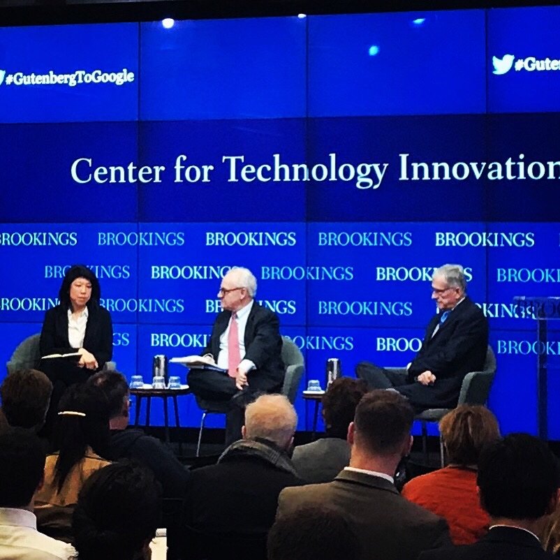 Summit_Strat's tweet photo. We were at @BrookingsInst this morning to learn how public policy can keep up with technological change with @TomWheelerFCC @ceciliakang and @EJDionne #GutenbergToGoogle https://t.co/LnnrQD4wxH