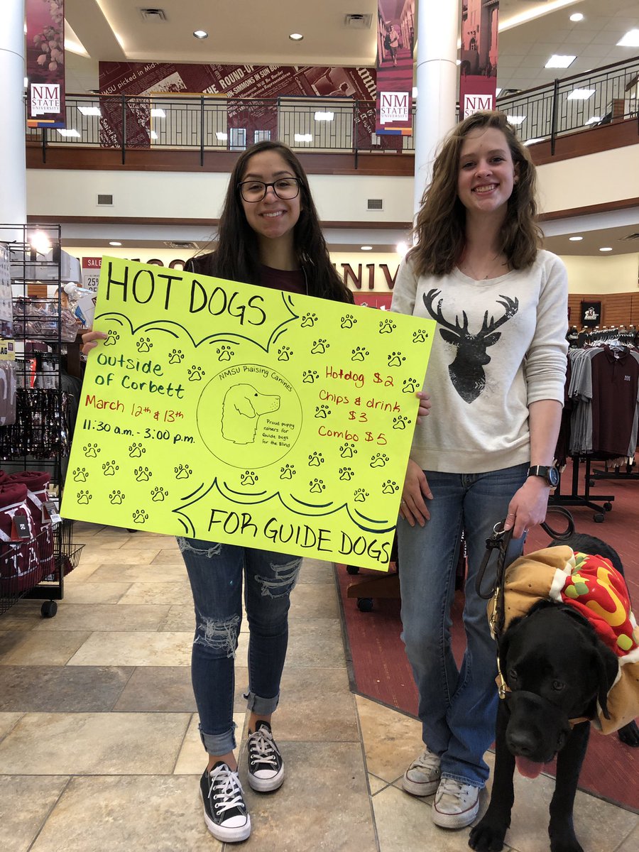 NMSU Raising Canines is selling hot dogs outside Corbett right now to raise money for guide dog training. 🐕