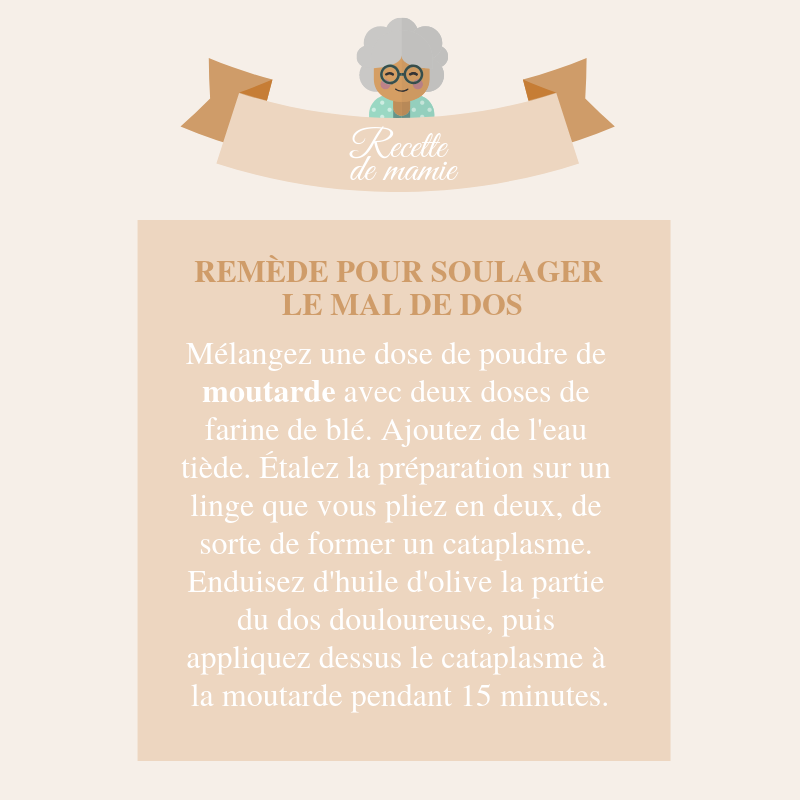 Satané mal de dos 😭
Si on faisait un cataplasme comme Mamie pour le soulager ?