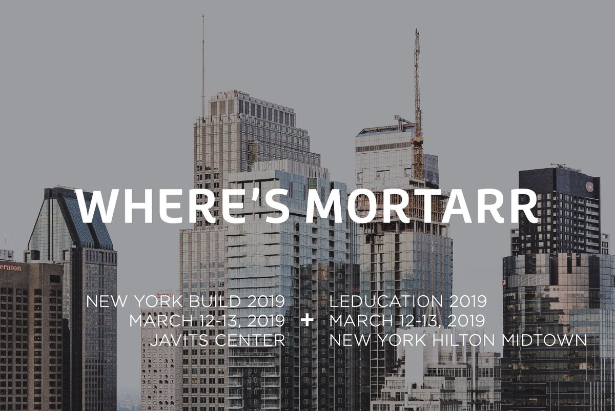 MortarrDesign's tweet photo. Mortarr is in a New York State of Mind this week. If you’re headed to @NewYorkBuild 2019 or @LEDucationNYC 2019, let us know in the comments. We’d enjoy connecting with you in person. #NewYorkBuild #2019LEDucation https://t.co/AfOTXlJEio