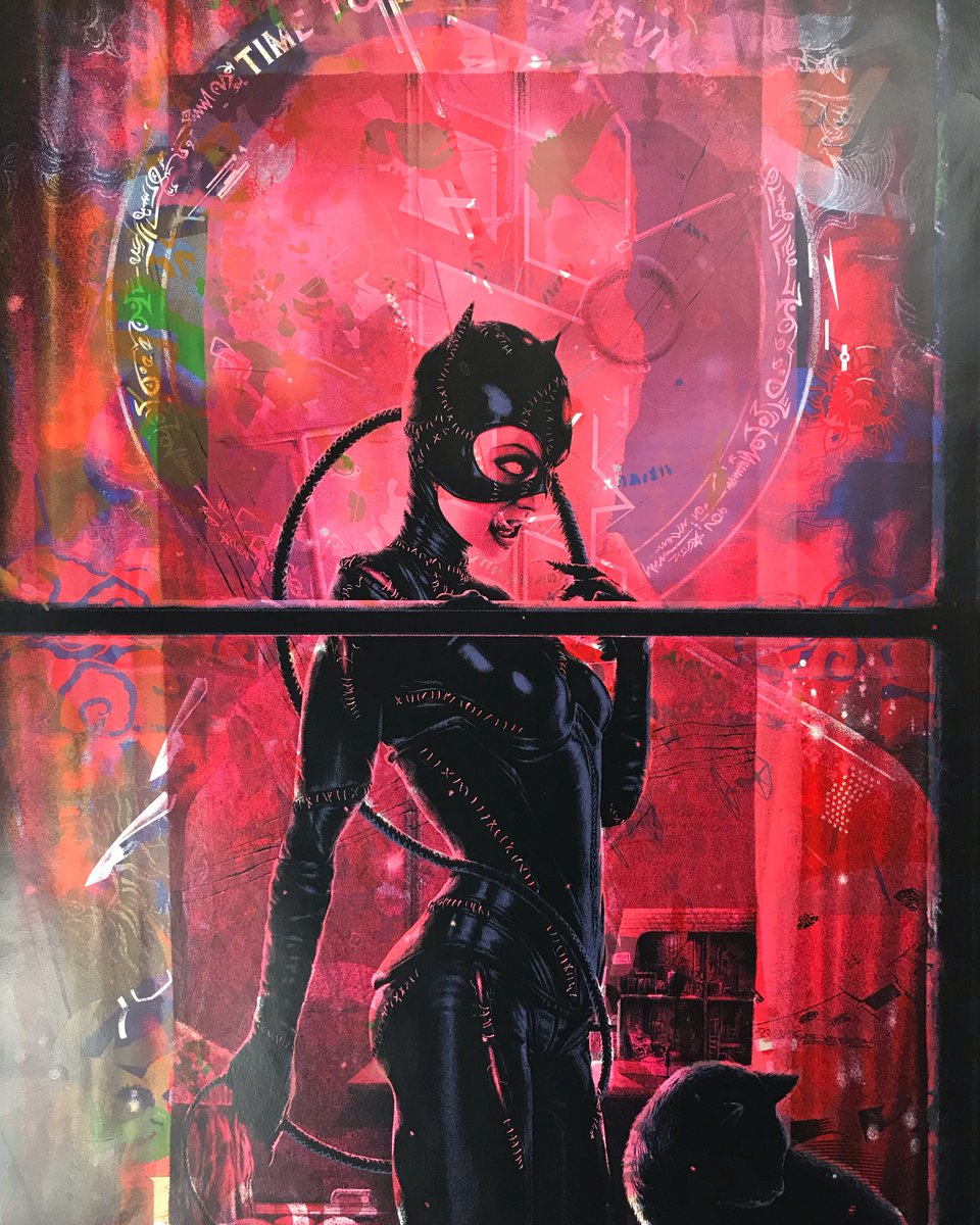vgkids's tweet image. Today’s #testprinttuesday is a variation of “Miss Kitty” by @mattryantobin layered over a mix of several other test prints.
.
#testprint #notforsale #mattryantobin #dc #warnerbros #dccomics #catwoman #batman #batmanreturns #misskitty #screenprinting #screenprint #poster #vgkids