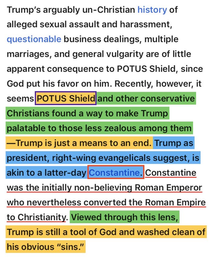 BrvHrt09's tweet photo. #POTUSShield declares #Trump is a latter day #Constantine who strong-armed the Roman Empire into #Christianity. The “Seven Mountains” also plans on seizing control of American Society BY ANY MEANS NECESSARY. #Pence’s role of “covenant man.” is more “#PornstarPresidency” apologist https://t.co/DuMjmkU4XO