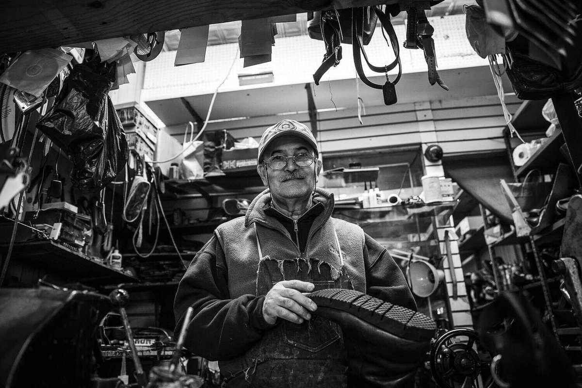 agrayphoto's tweet photo. Mikael, a cobbler in #buswick #brooklyn #nyc #newyork #portrait great work fixing up my boots https://t.co/lGAbsZhWOL