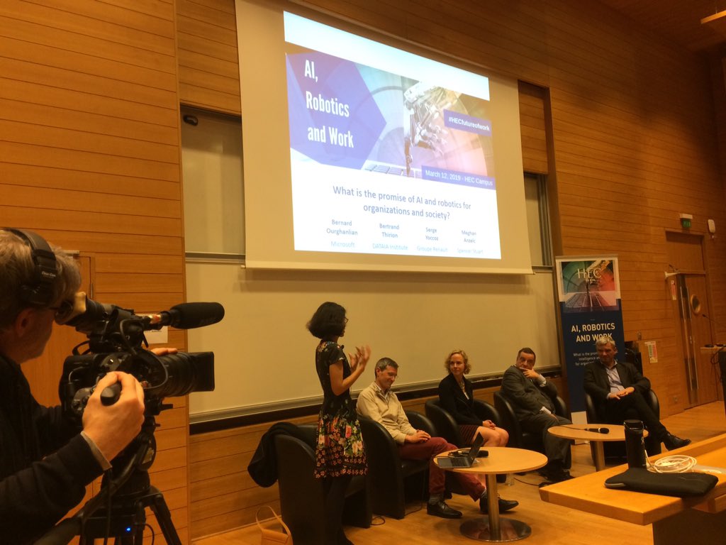 HECParisSnO's tweet image. Very honored to welcome our guest speakers for the plenary session #HECfutureOfWork : Meghan Anzelc @SpencerStuart , @Ourghanlian @microsoftfrance , @BertrandThirion @Institut_Dataia , Serge Yoccoz @Groupe_Renault