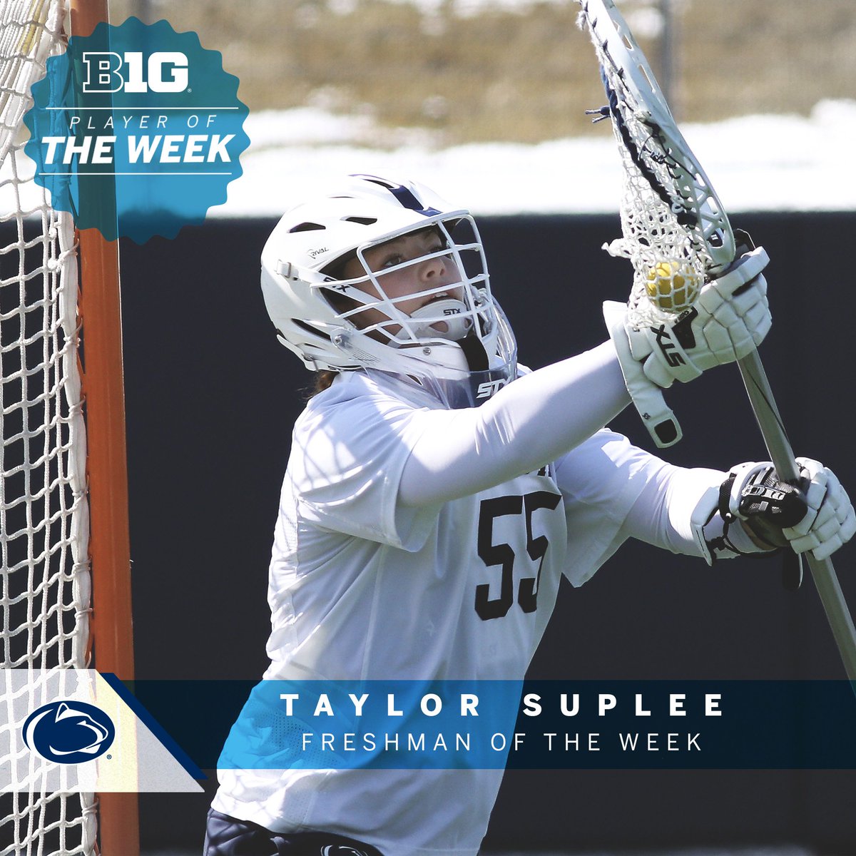 B1GLacrosse's tweet photo. Taylor Suplee of @PennStateWLAX is this week's women's #B1GLax Freshman of the Week. https://t.co/dF0ZiKpNsn