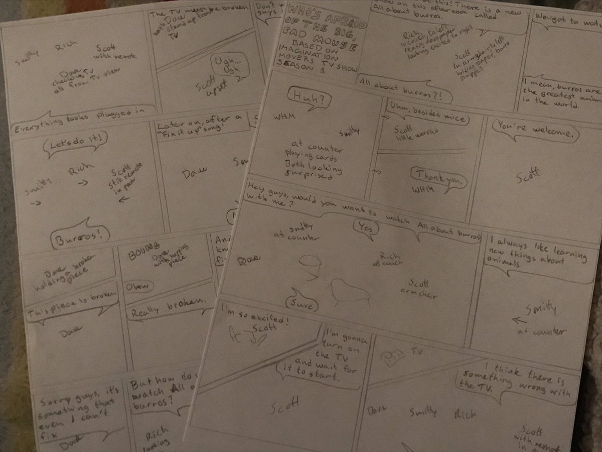 canine_movers's tweet photo. The picture shows the process of step 2 in making comic based on an episode. 🙂 https://t.co/LqCTYeS0Rc