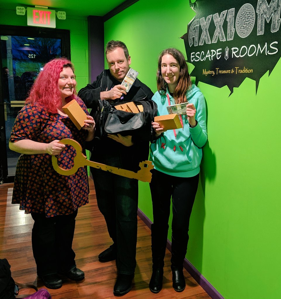 UnlockDe's tweet photo. Our Dream Team finally finished off Axxiom Newark to slay their hardest room. They've never seen a group of 3 successfully complete the room! Review will be upcoming, but for now, let's enjoy the spoils!
@VicNicDE
@ChaosD1
@StudioGriffin https://t.co/EzEQjpURMk
