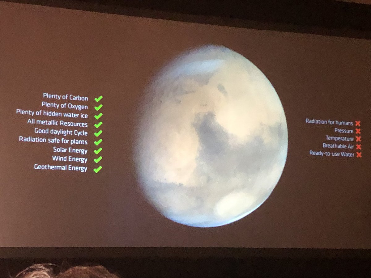 A few obstacles to overcome before life on Mars is a reality buuuut if anyone can crack the code I bet it’s <a href="/BjarkeIngels/">BjarkeIngels</a> . Amazing #SXSW2019 talk today with ideas and architecture so beautiful it takes your breath away