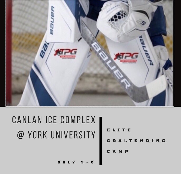 TPGoaltending's tweet image. Goalies in the Toronto area
TOp Prospects Goaltending will be at the Canlan Ice Complex July 3-6. Register now through our website or contact us for more information #yyz #goaliecamp #Toronto #goalie #goaltending #TorontoFuries #NCAA #CWHL #OHL #goaltender #NWHL #juniorhockey #AA