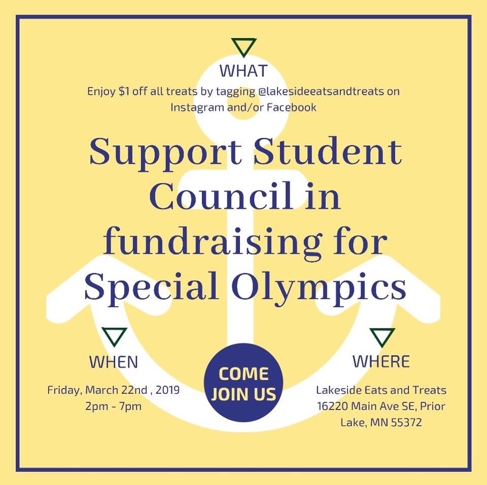 PLStudCo's tweet photo. Come out to Lakeside Eats and Treats NEXT FRIDAY !! 25% of the proceeds will go to SPECIAL OLYMPICS 💛💛 https://t.co/7PkVL3lew3