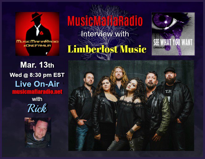 MusicMafiaRadio's tweet photo. Tune in Wednesday Night 8:30 PM EST, when Rick sits down with @Limberlost_Band for a LIVE interview. Yes, the entire band! Hear the latest on all their music, new videos &amp; shows! Be sure to stop by the chatroom and say hello! #OneFamilia 🎤🎶 Only on https://t.co/mcXzFt2l3F https://t.co/Fhlr2EHdZ0
