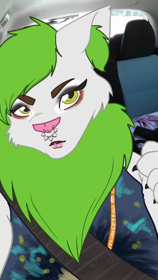 plantgem_clover's tweet photo. another older piece. this one was drawn over a selfie on my way to an anime con :) #furry #fursona #selfiedrawing https://t.co/mcdscTOpsu