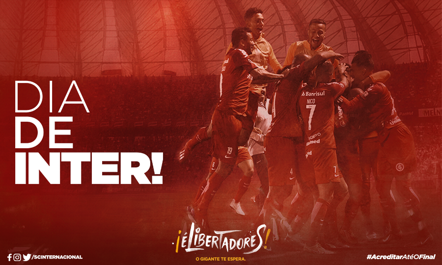 SCInternacional's tweet photo. DIA DE INTER! DIA DO GIGANTE RUGIR! DIA DE CANTAR, VIBRAR E APOIAR O COLORADO NOS 90 MINUTOS! ¡É LIBERTADORES! #AcreditarAtéOFinal https://t.co/VIVimaelmN
