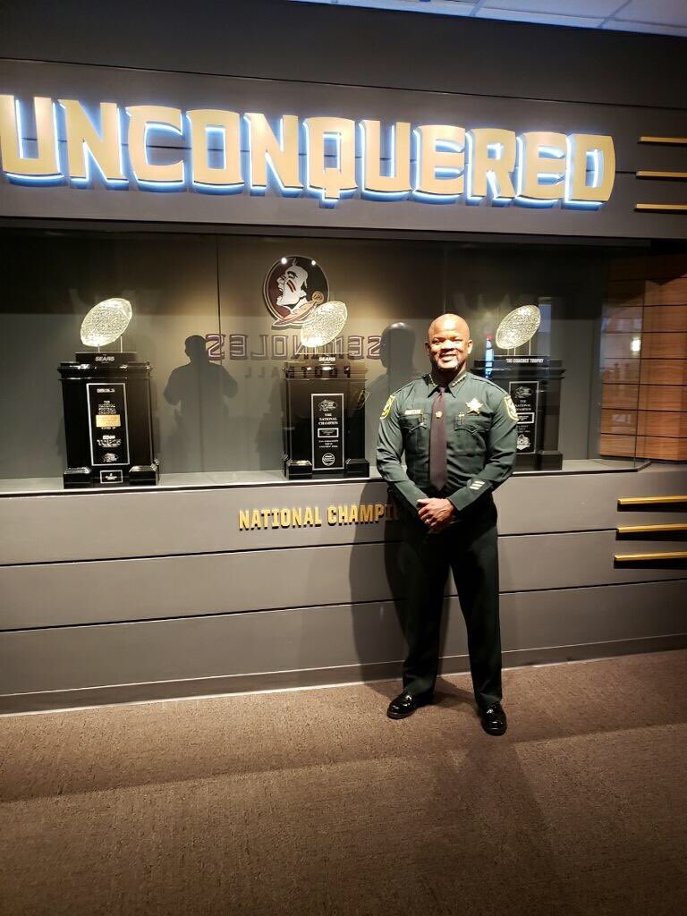 browardsheriff's tweet photo. Sheriff Tony spent the day at the Capitol, where sheriffs from across the state met lawmakers. Since he was in Tallahassee, he had to stop by his old stomping grounds, @floridastate, where he bumped into his old coaches, Seminole legends @odellhaggins and Hackett! https://t.co/N5mv1eEsxV