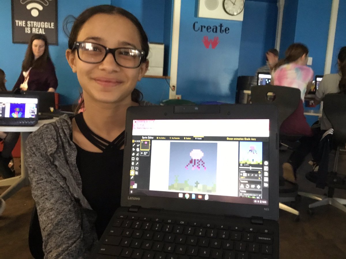 JanineLapertosa's tweet image. Excited to see our @Mineolams artists create digital art using #SpriteEditor @kid_OYO!Inspired by @studentsrebuild #OceanChallenge,they are creating beautiful underwater scenes that are soon to be animated.@Ms_Goldfarb thank you for your classroom and your guidance!#MineolaProud