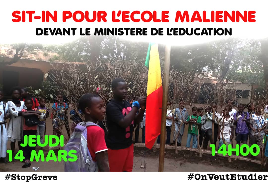 YagarDiakit's tweet photo. Rejoignez nous pour un sit-in devant le ministère de l'éducation pour dire #StopGreve #OnVeutEtudier. 
Ensemble pour l'école au #Mali 
#DemTechSquad https://t.co/1LRitUXNek
