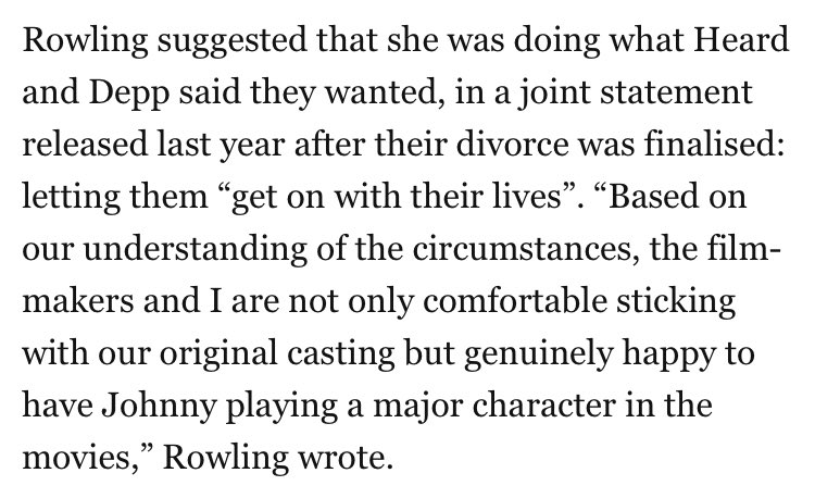 xjohnsbae's tweet photo. Remember when JK Rowling (a domestic violence survivor) defended Johnny Depp’s casting in Fantastic Beasts and y’all attacked her? Well you should apologize to her now. On the other hand I’m not seeing many complaints about Amber Heard being in Aquaman #AmberHeardIsAnAbuser https://t.co/oQjxhCp8n3