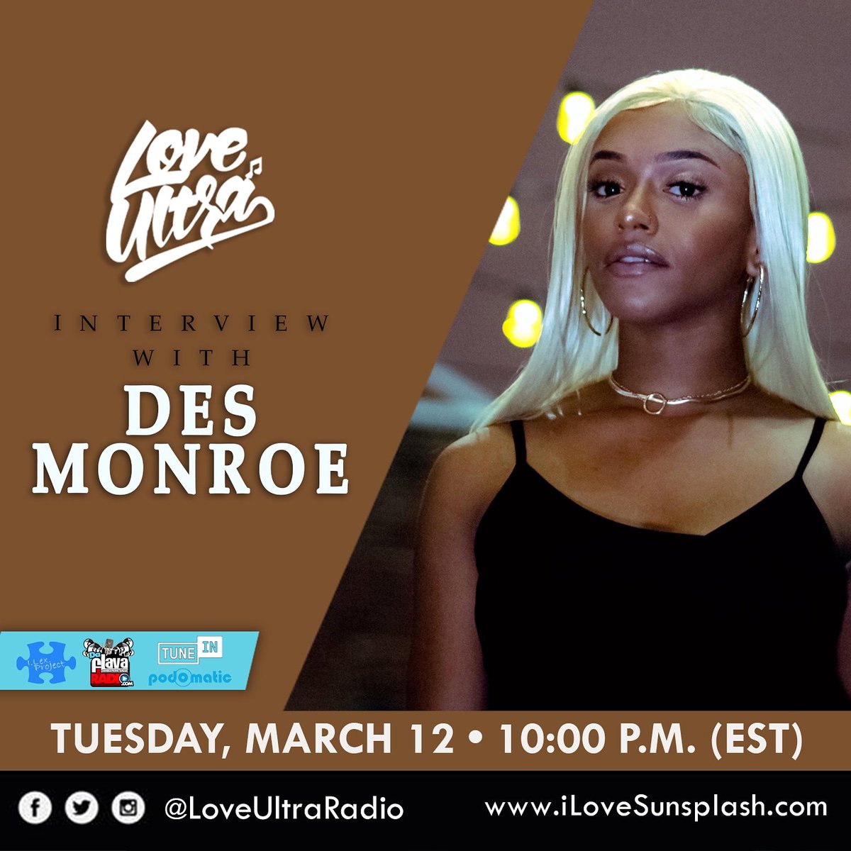 ILEXPROJECT's tweet photo. TONIGHT @LoveUltraRadio guest @des_monroe #DesMonroe #XthPower #Singer #Vocalist #NewMusic #NewAlbum #Twenty #Radio #Interview #ATL #LoveUltraRadio
 @LoveUltraRadio DJ/Host @iamJahPrince https://t.co/rDbdpSilVA