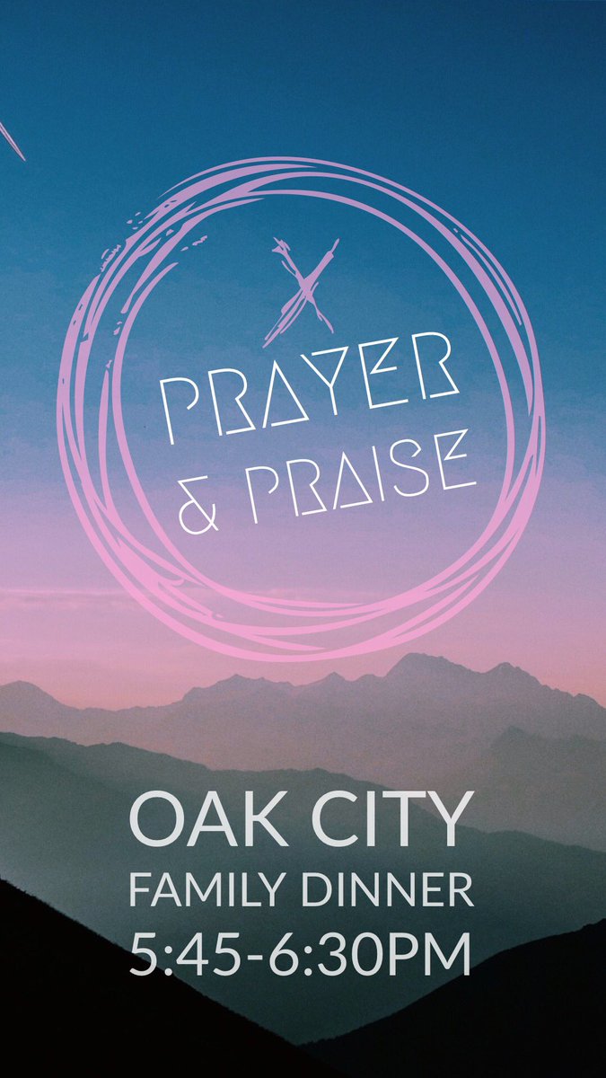 OakCityBC's tweet photo. You’re invited to join us for a powerful night of Prayer &amp; Praise! 

Wednesday night March 13th @ 6:30PM-7:30PM

Enjoy a FREE dinner before the worship gathering from 5:45PM-6:30PM (Kikos Mexican Restaurant). 

Normal Wednesday night KidCity activities for babies - 5th grade. https://t.co/0guF0Uuf3D