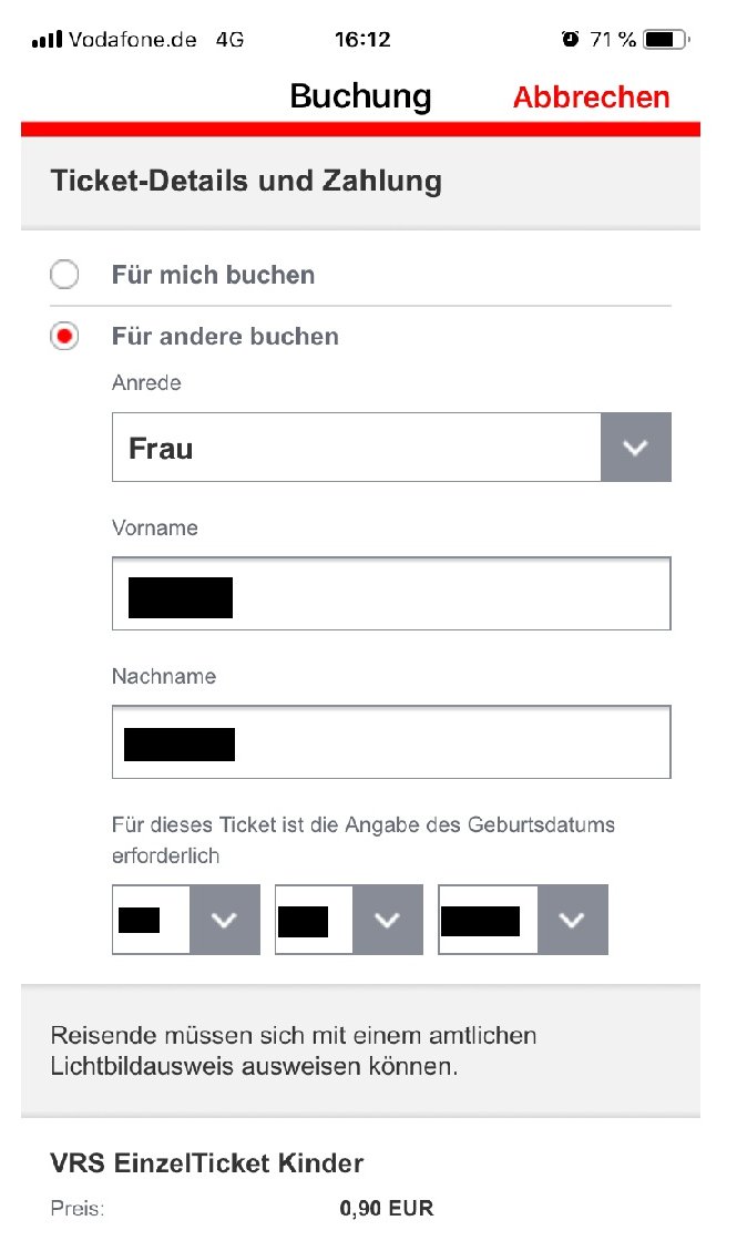 michael_lobeck's tweet image. Warum muss ich den Namen und Geburtstag meiner Tochter angeben, wenn ich für sie in Bonn (VRS) eine Kurzstreckenfahrkarte mit dem DBNavigator kaufe?

@SWBBusundBahn
@DB_Bahn
@vrsinfo

Muss ich am Automaten doch auch nicht.

Passt das zu Art 5 1c #DSGVO ?
#Datenminimierung