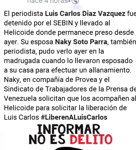 JuanMMontesD's tweet photo. Por desgracia la situación política en Venezuela es hoy igual a lo que fue Argentina en los 70. Nunca más #Liberenaluiscarlos https://t.co/K1RBUvaJlT