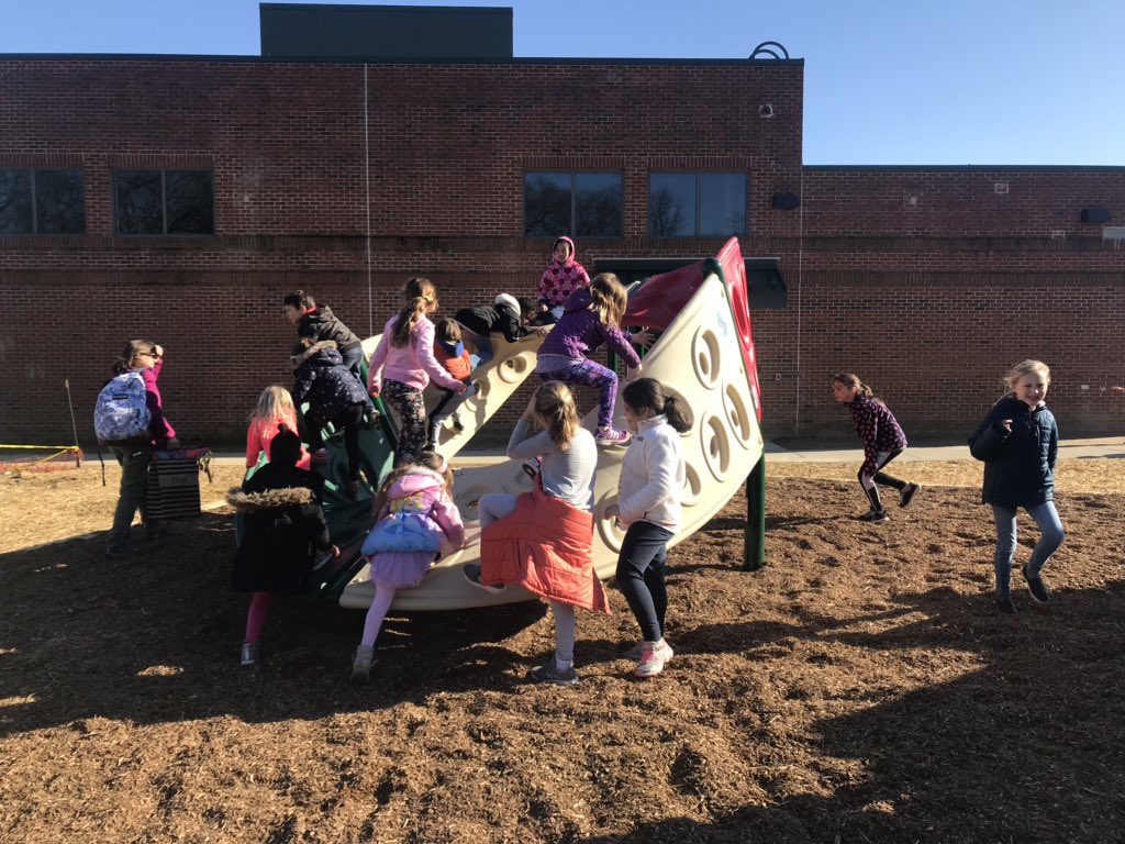 Marycharlton8's tweet photo. When the workers take down the playground tape for the first time 😍 @StratfordLndgES #playgroundgoals #happykids #sunshinefinally https://t.co/pfKyPlfoed