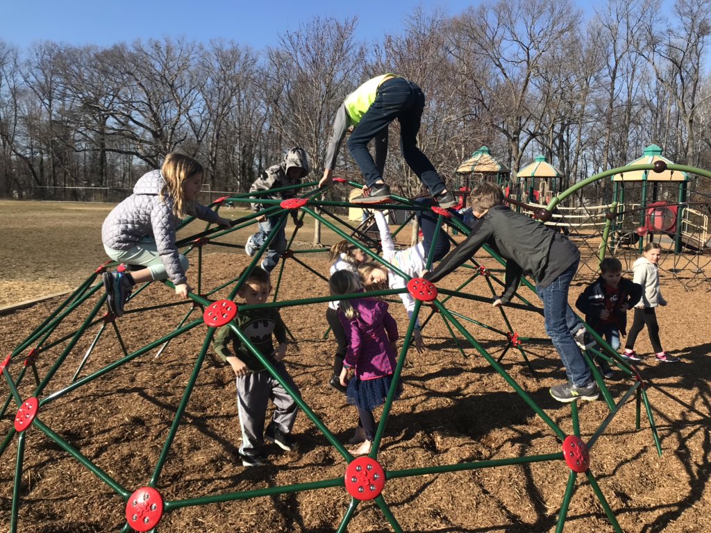 Marycharlton8's tweet photo. When the workers take down the playground tape for the first time 😍 @StratfordLndgES #playgroundgoals #happykids #sunshinefinally https://t.co/pfKyPlfoed