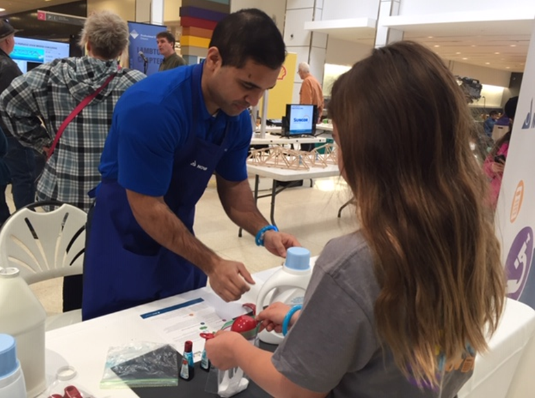 NOVAChemicals's tweet photo. A few of our Sarnia employees attended the #NationalEngineeringMonth Engineering Extravaganza at Lambton Mall to teach kids how to make slime and set up a process automation controller! #STEM #genScience #engineer https://t.co/LbcmGgawrb