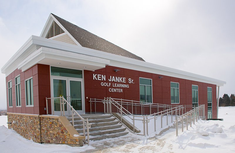 FerrisStatePGM's tweet photo. The 9,500 sq ft, $3.5 million Ken Janke Sr. Golf Learning Center at Ferris State University’s Katke Golf Course in now open. https://t.co/DE99ebPa42 https://t.co/zlbuOaZlF9