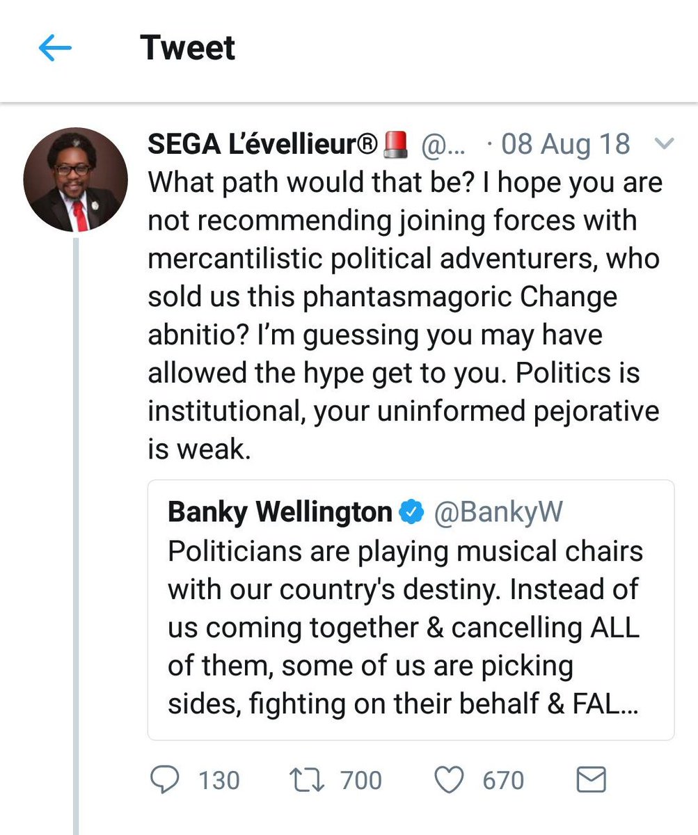Sega who flew Atiku's media jet fighter of propaganda as we now know, hoping to secure access to Atiku through Demola, had attacked  @BankyW, who in his genuineness wanted & sought a new order. We saw Banky's envious mileage, while this 'inverted comma' finished as usual; a fraud.