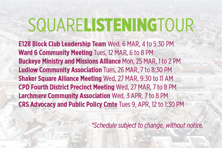 ThisIsSHSQ's tweet photo. The project team is coming to a community meeting near you! Please join us or suggest a (standing) meeting where we should come to hear your thoughts! #ShapeYourSquare https://t.co/ibiDWEZLde