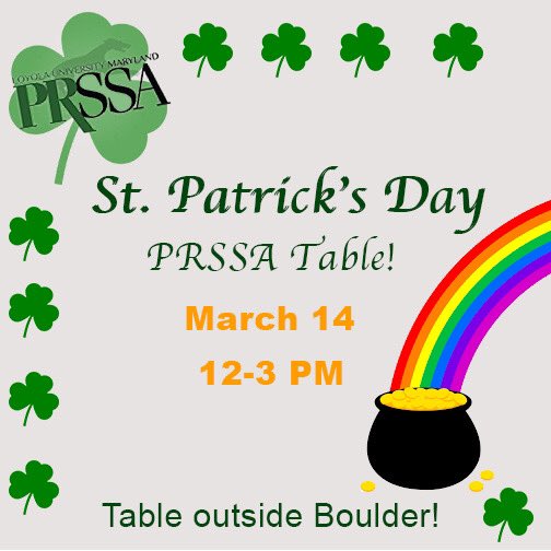 LUMD_PRSSA's tweet photo. Come check out our St. Patrick’s Day table this Thursday outside boulder! 🌈🍀💚 https://t.co/ydzGO9kvWz