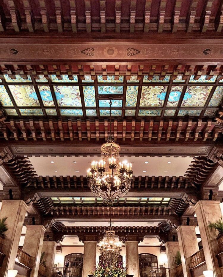 PeabodyMemphis's tweet photo. Did you know? During The Peabody’s 1980 renovation, workmen discovered a once-magnificent stained-glass skylight that had been covered by previous owners. Artist Elinor Conrad Hawkins was called in to design a new skylight, the one you see today, true to the era of its origin. https://t.co/2cvR1OQwYR