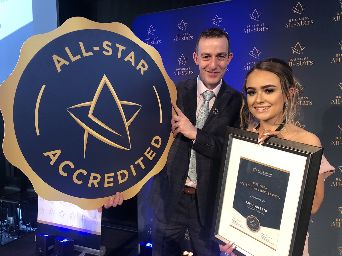 Awstyres's tweet photo. Recognition of the work we are doing promoting road safety in Donegal! Great experience today at the #allstarbusiness foundation ! @RSAIreland @Maxxis_Tyres @alcathal https://t.co/GsPjpV6FQu