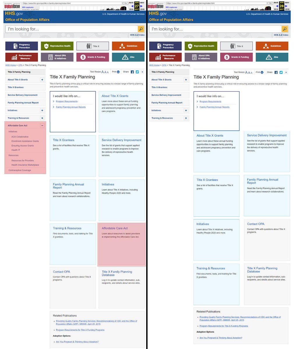 SunWebIntegrity's tweet photo. #Gov404 reveals significant shifts in priorities and policies on #ACA, #climate, #LGBTQ health and rights, and women’s health, including previously unreported removals of a minority women’s health website and #DOT climate change website. https://t.co/9FaMVjUJqK